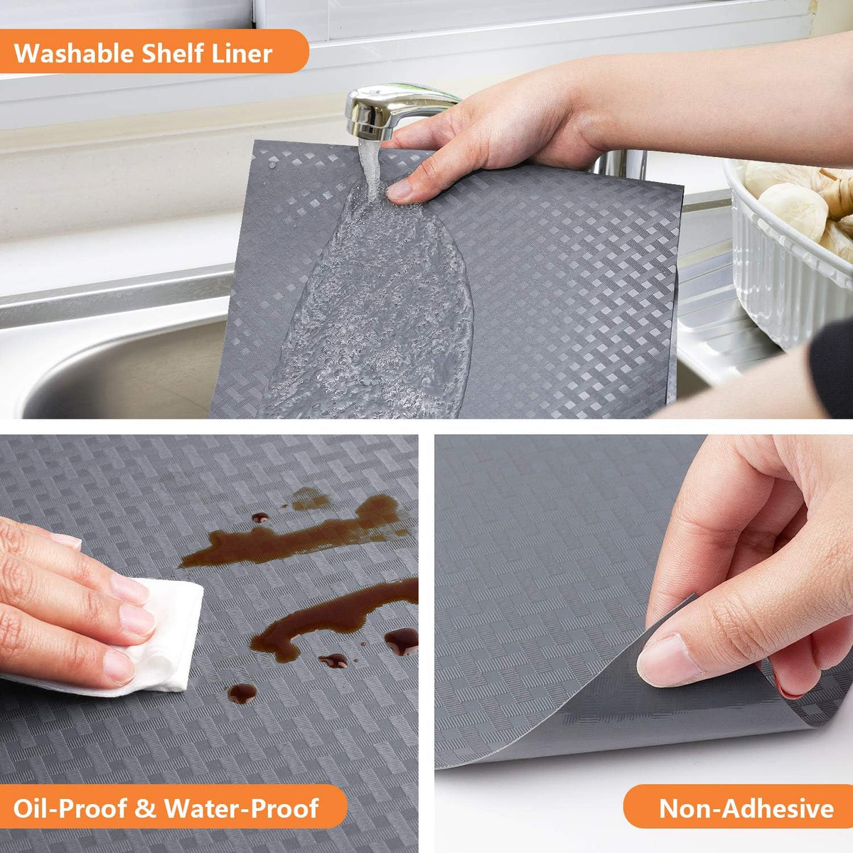 Shelf Liners for Kitchen Cabinets Refrigerator Liners Waterproof & Oil-Proof Kitchen Cupboard Liner