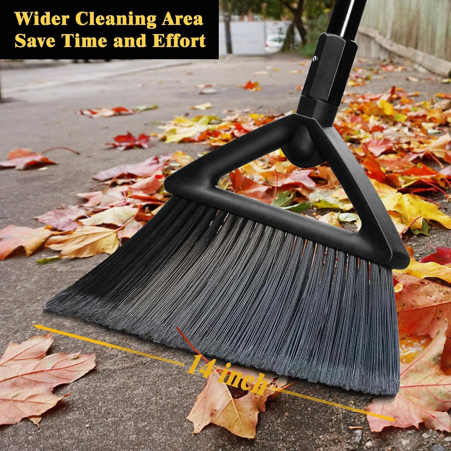 Heavy Duty Broom Outdoor and Indoor, 2 Pack Commercial Angle Brooms with Longer Handle, Perfect