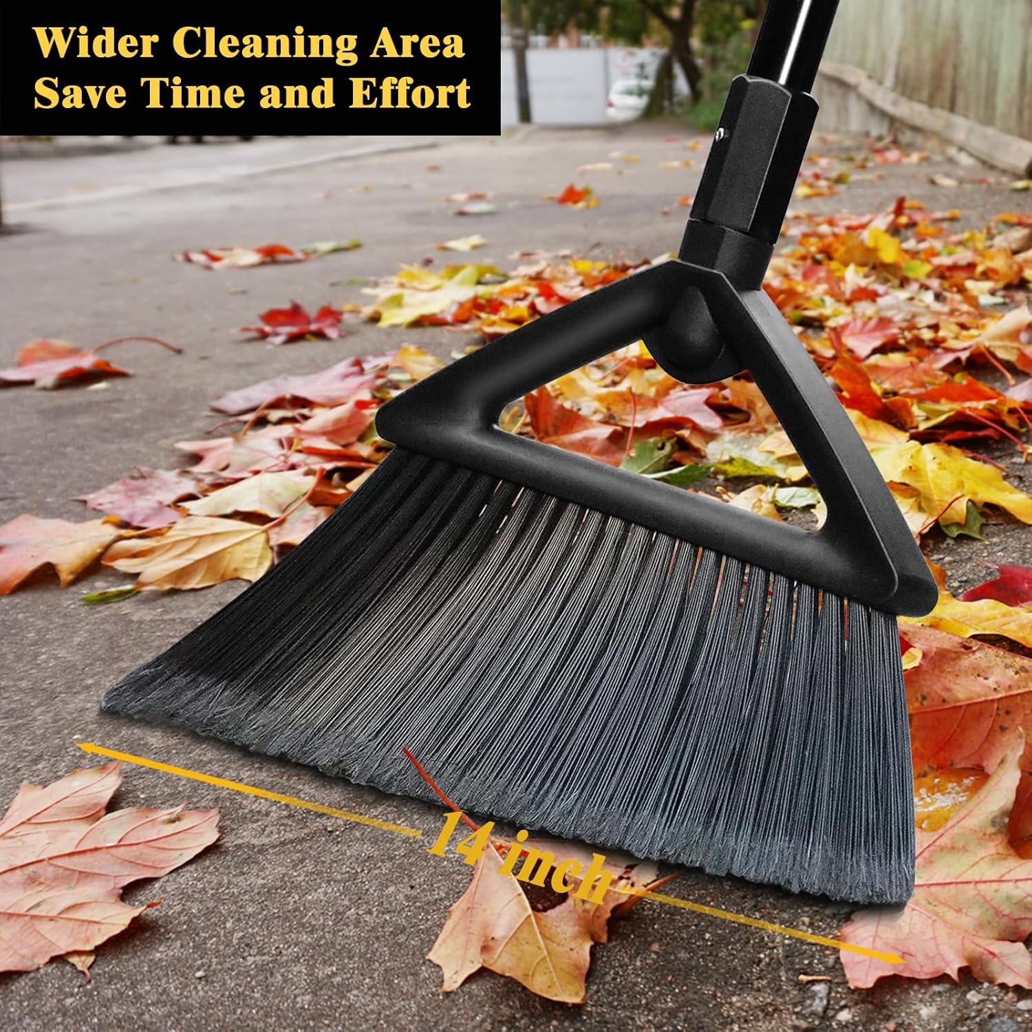 Heavy Duty Broom Outdoor and Indoor, 2 Pack Commercial Angle Brooms with Longer Handle, Perfect