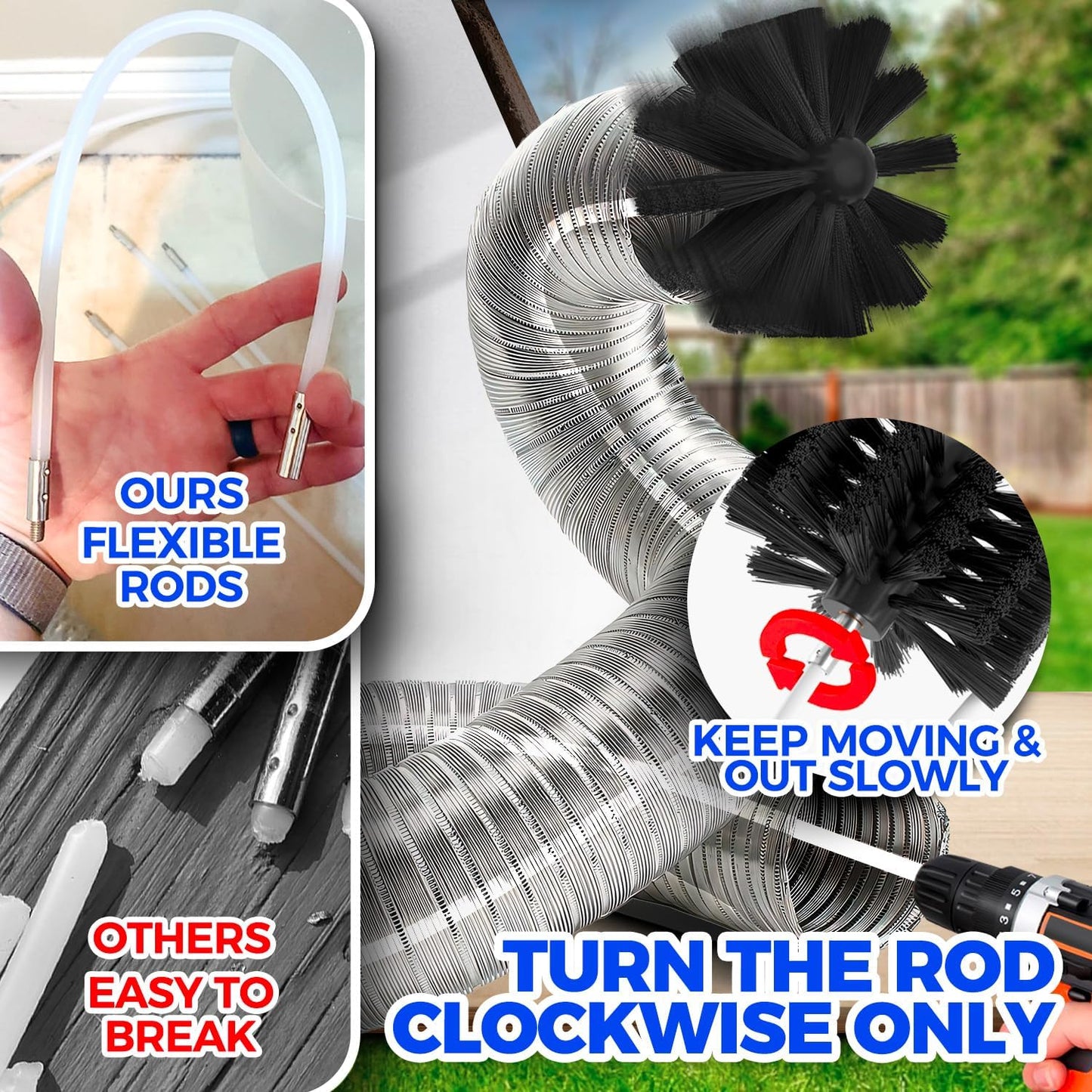 Holikme 50 Pieces 32 Feet Dryer Vent Cleaner Kit, Dryer Cleaning Tools, Include Dryer Vent Brush