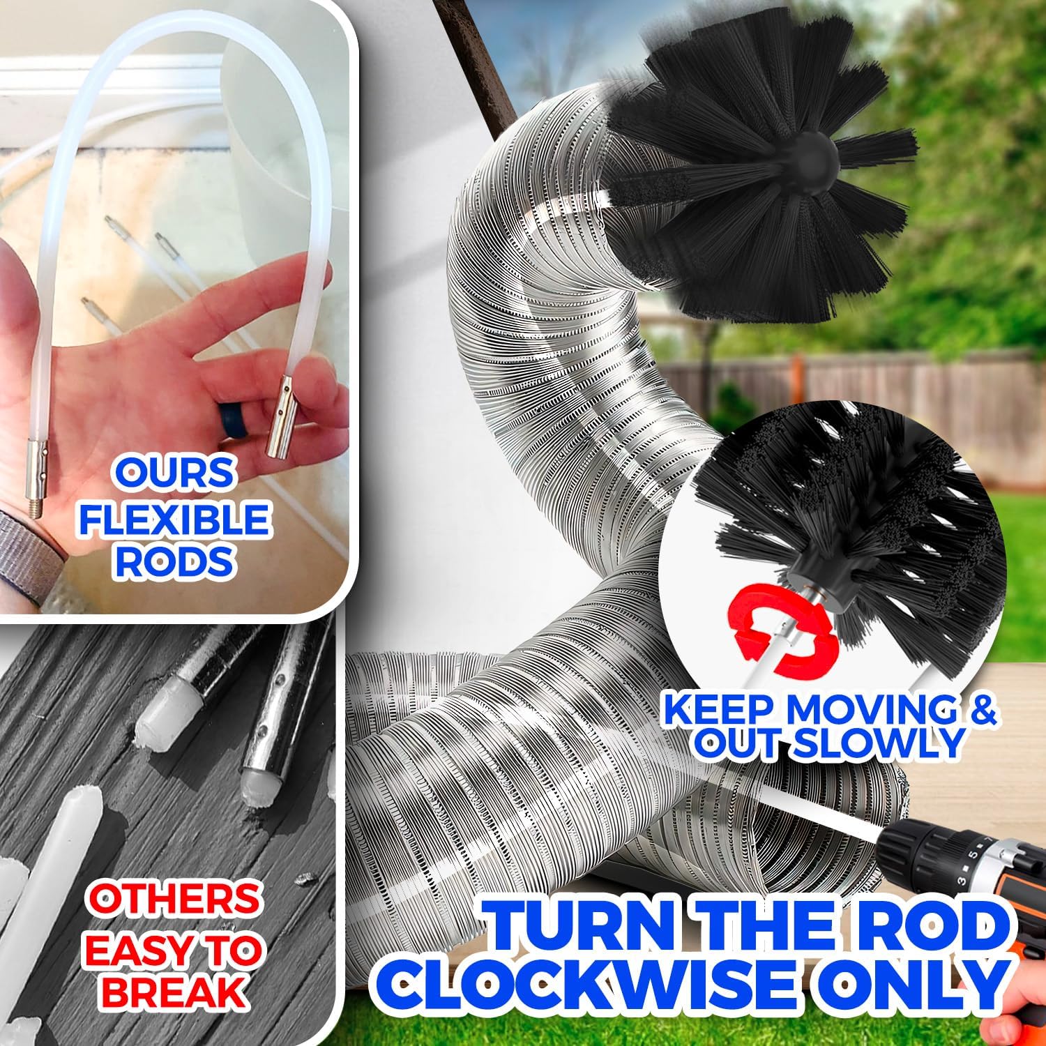 Holikme 50 Pieces 32 Feet Dryer Vent Cleaner Kit, Dryer Cleaning Tools, Include Dryer Vent Brush