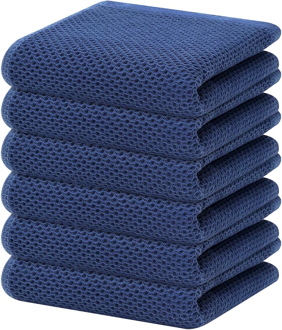 Homaxy 100% Cotton Waffle Weave Kitchen Dish Towels, Ultra Soft Absorbent Quick Drying Cleaning
