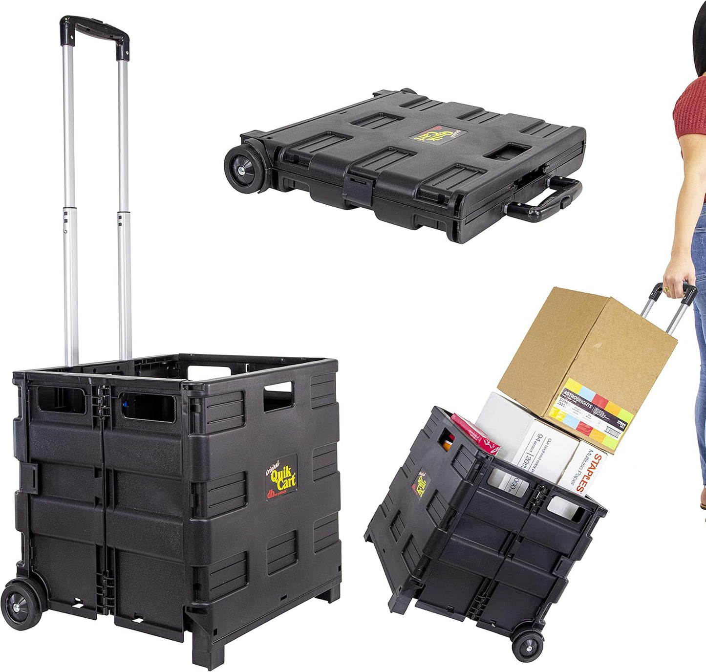 dbest products Quik Cart without Lid Travel Portable Mobile Storage Collapsible Handcart Rolling