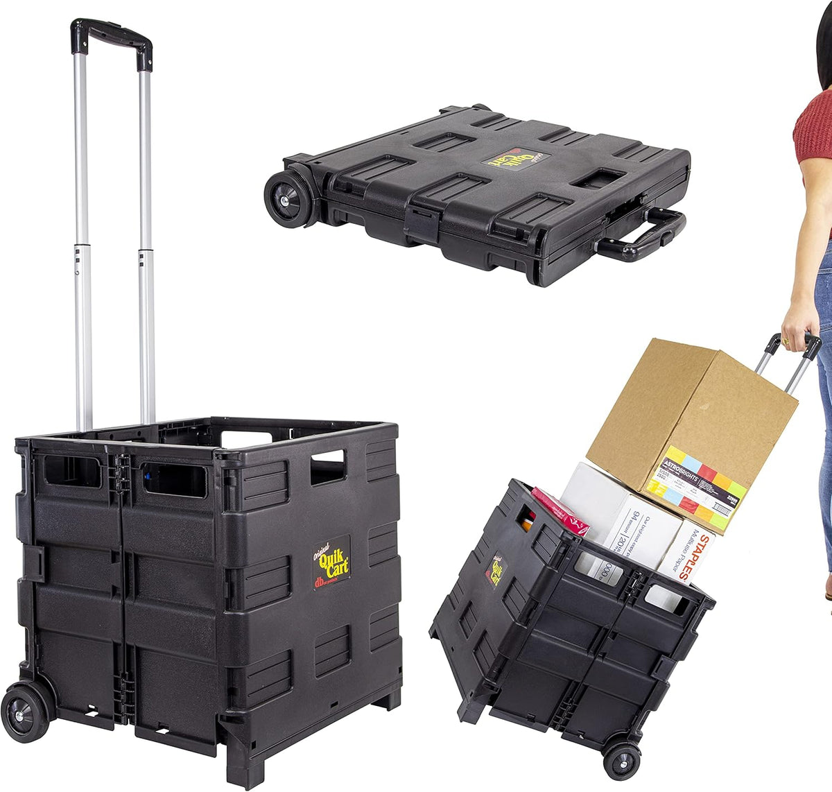 dbest products Quik Cart without Lid Travel Portable Mobile Storage Collapsible Handcart Rolling
