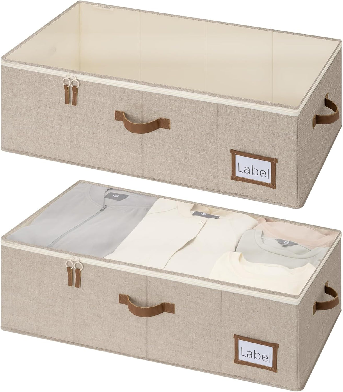 StorageWorks Under Bed Storage Bins, 10'' Underbed Storage Containers with Lid, 90L Clothes