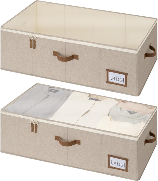 StorageWorks Under Bed Storage Bins, 10'' Underbed Storage Containers with Lid, 90L Clothes