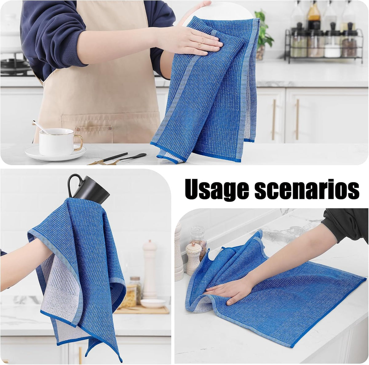 Homaxy Premium Kitchen Towels(18”x 28”, 6 Pack), Large Cotton Kitchen Hand Towels, Flat and Terry