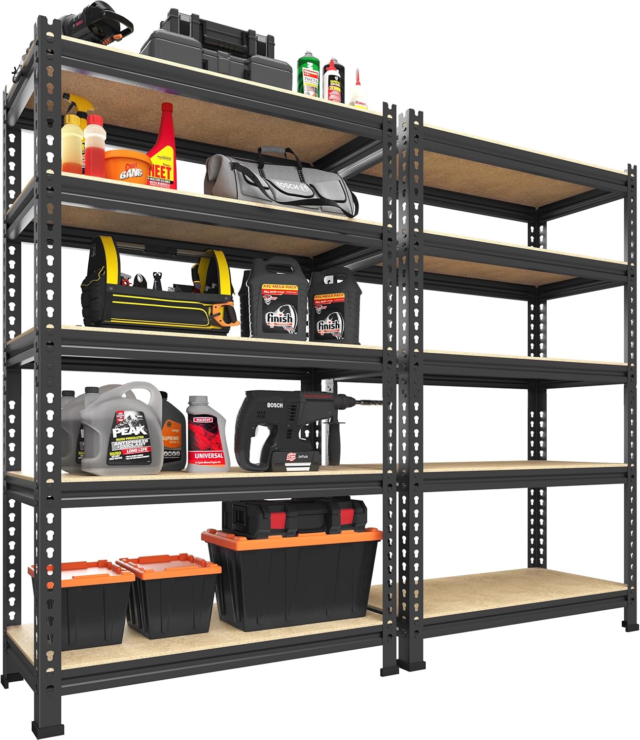 PrimeZone Storage Shelves 2 Pack 5 -Tier Heavy Duty Shelf, 1325 lbs /Pack Capacity Adjustable Metal
