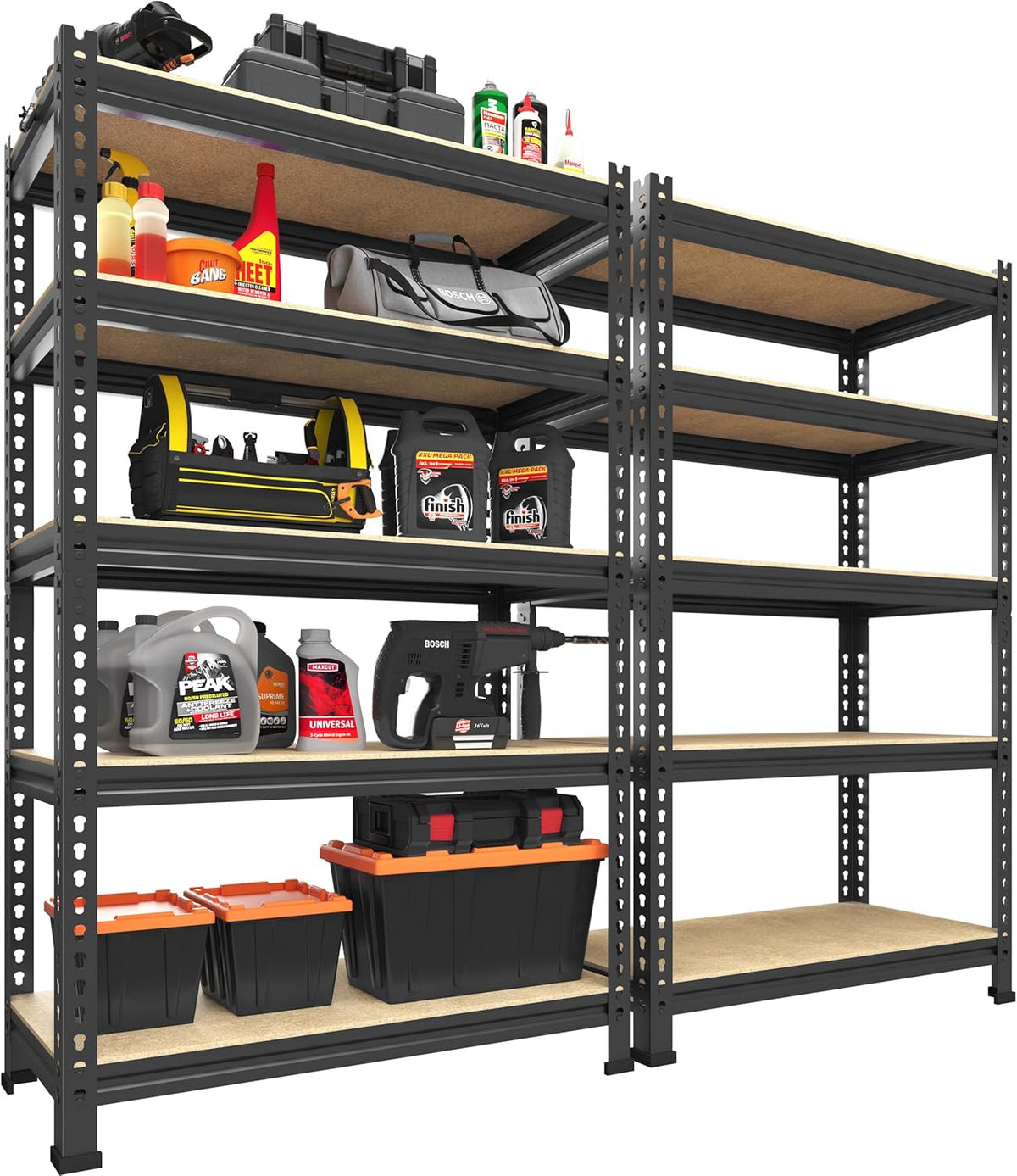 PrimeZone Storage Shelves 2 Pack 5 -Tier Heavy Duty Shelf, 1325 lbs /Pack Capacity Adjustable Metal