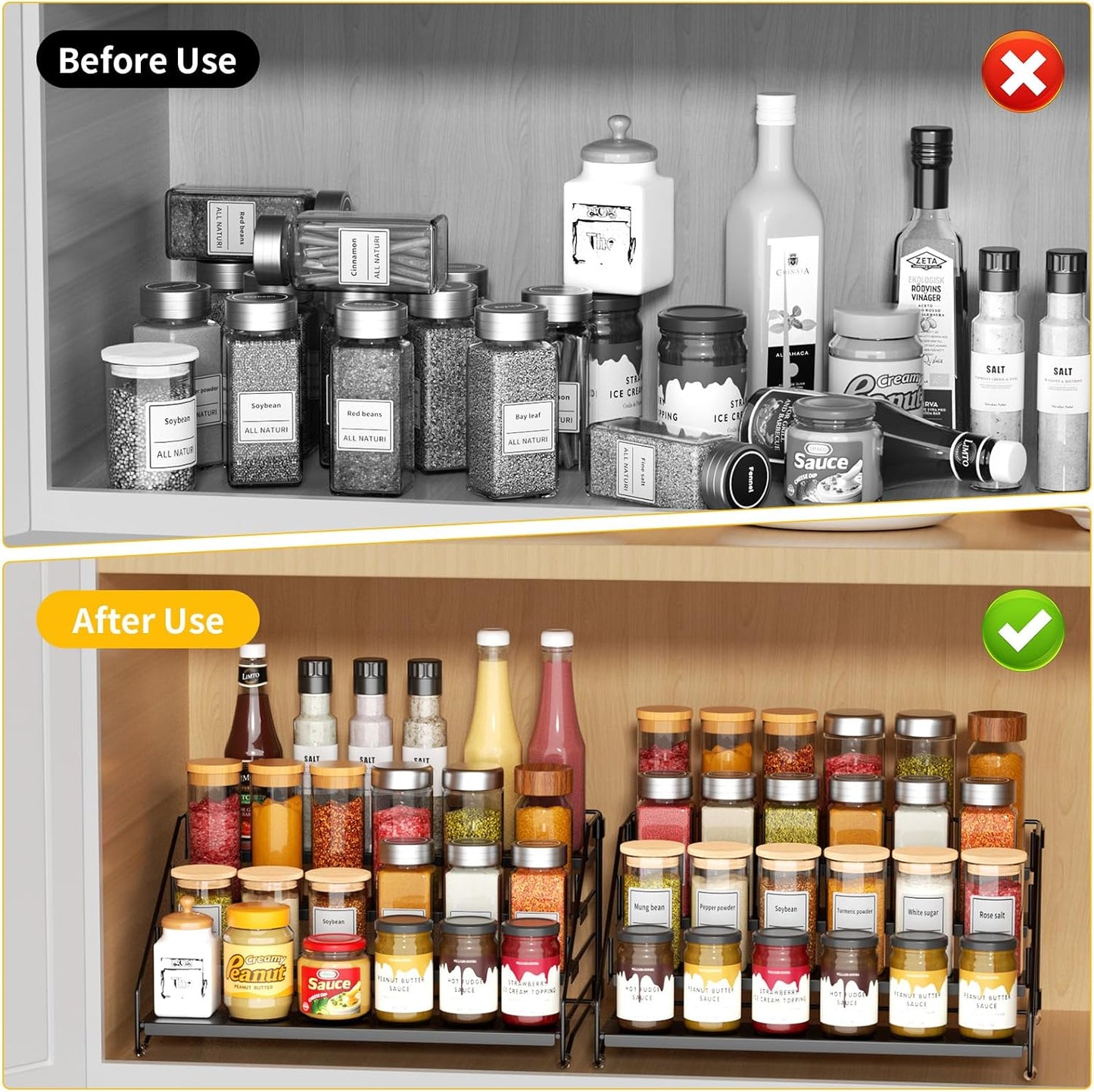 RCHYFEED Spice Rack Organizer for Cabinet Pantry,4 Tier Spice Rack Countertop,Tierd Spice