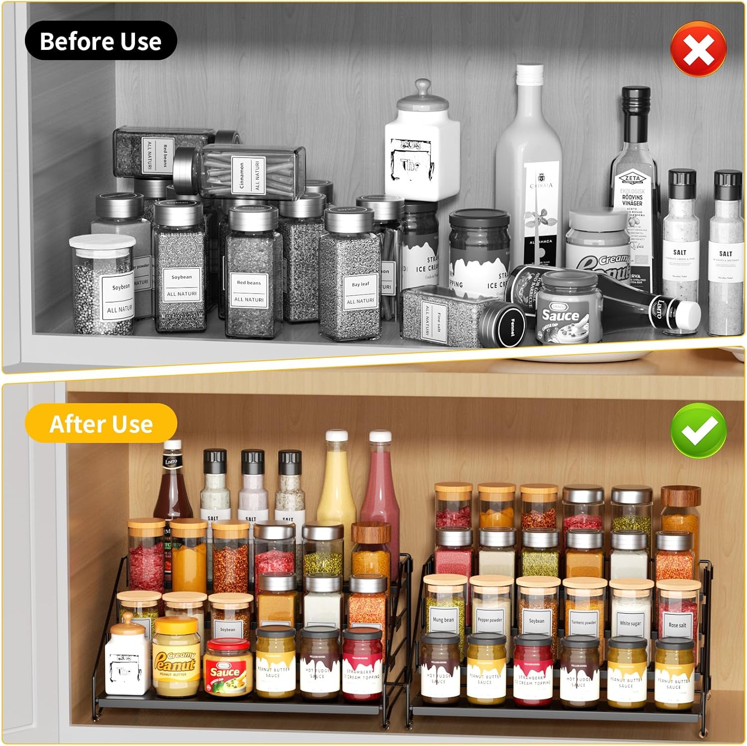 RCHYFEED Spice Rack Organizer for Cabinet Pantry,4 Tier Spice Rack Countertop,Tierd Spice