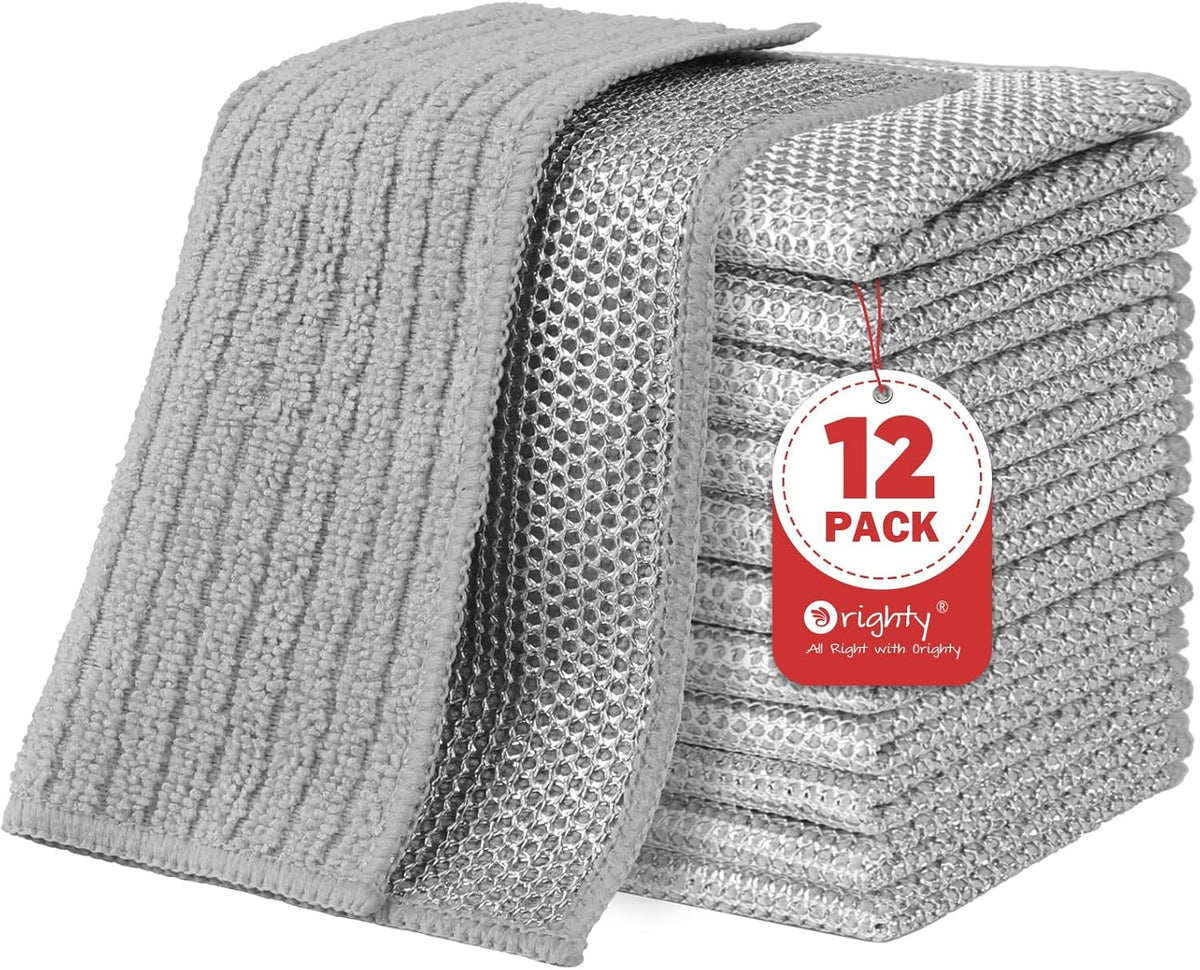 Orighty Multipurpose Wire Dishwashing Rag 12 Pcs, Upgraded Double-Layer Non-Scratch Wire Dish