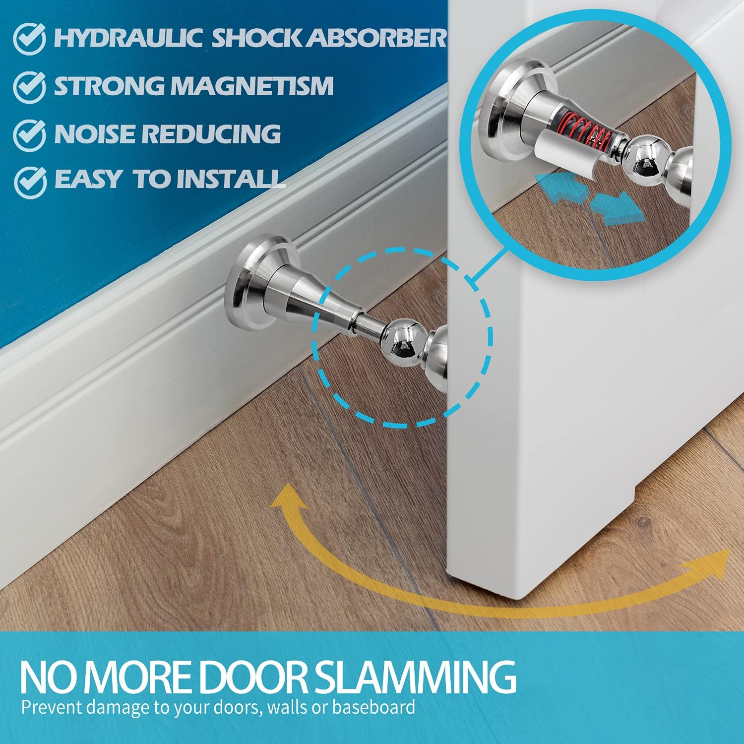 Neoera Magnetic Door Stopper, Updated Hydraulic Shock Absorbent Technology, Soft-Catch Magnetic