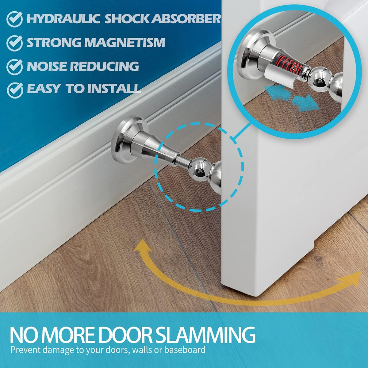 Neoera Magnetic Door Stopper, Updated Hydraulic Shock Absorbent Technology, Soft-Catch Magnetic
