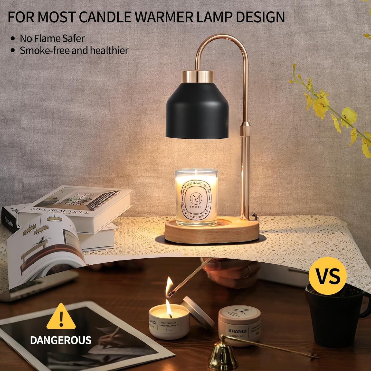 Candle Warmer Lamp with Dimmer and Timer,Home Decor Lamp for Scented Jar,Electric Wax Melt
