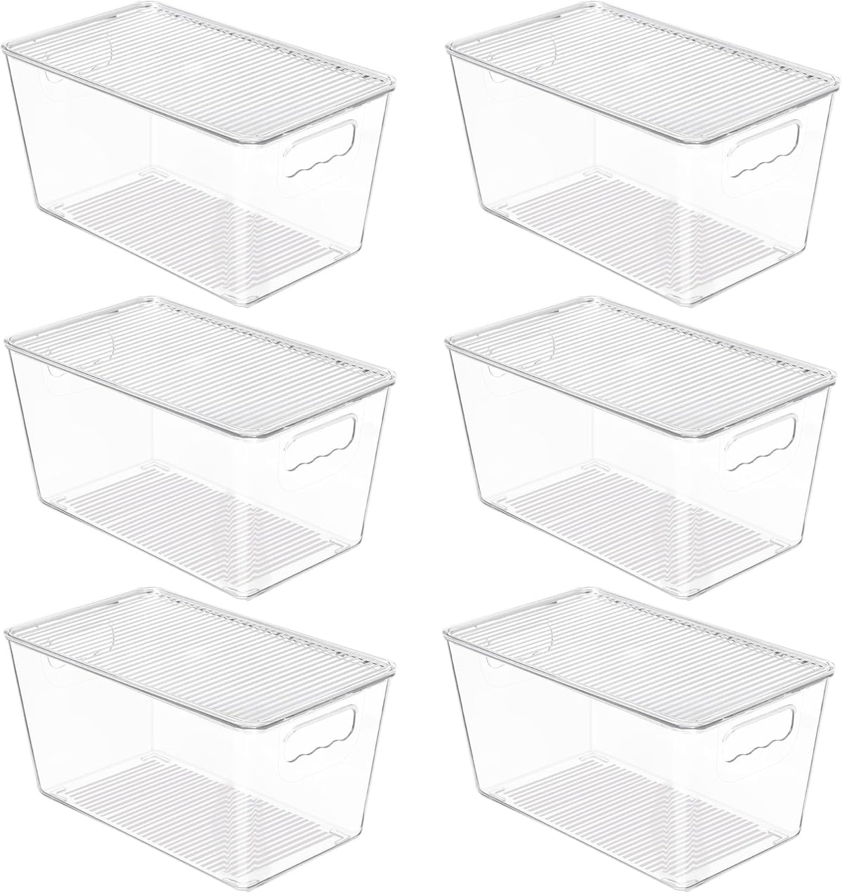 Vtopmart 6 Pack Clear Stackable Storage Bins with Lids, Medium Plastic Containers with Handle for