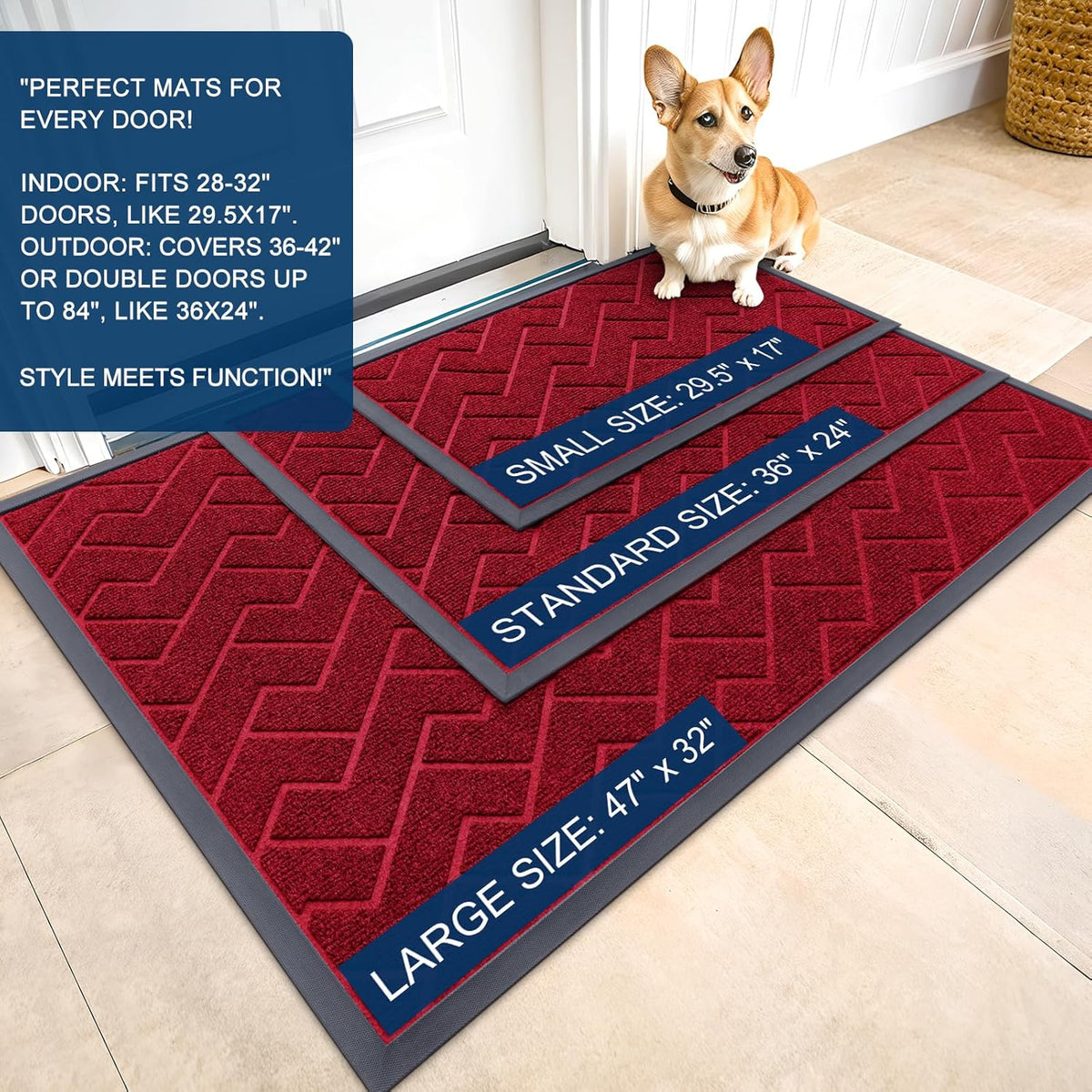 OLANLY Front Door Mat Indoor Outdoor Entrance, Waterproof All-Season, All-Weather Doormat, Sturdy