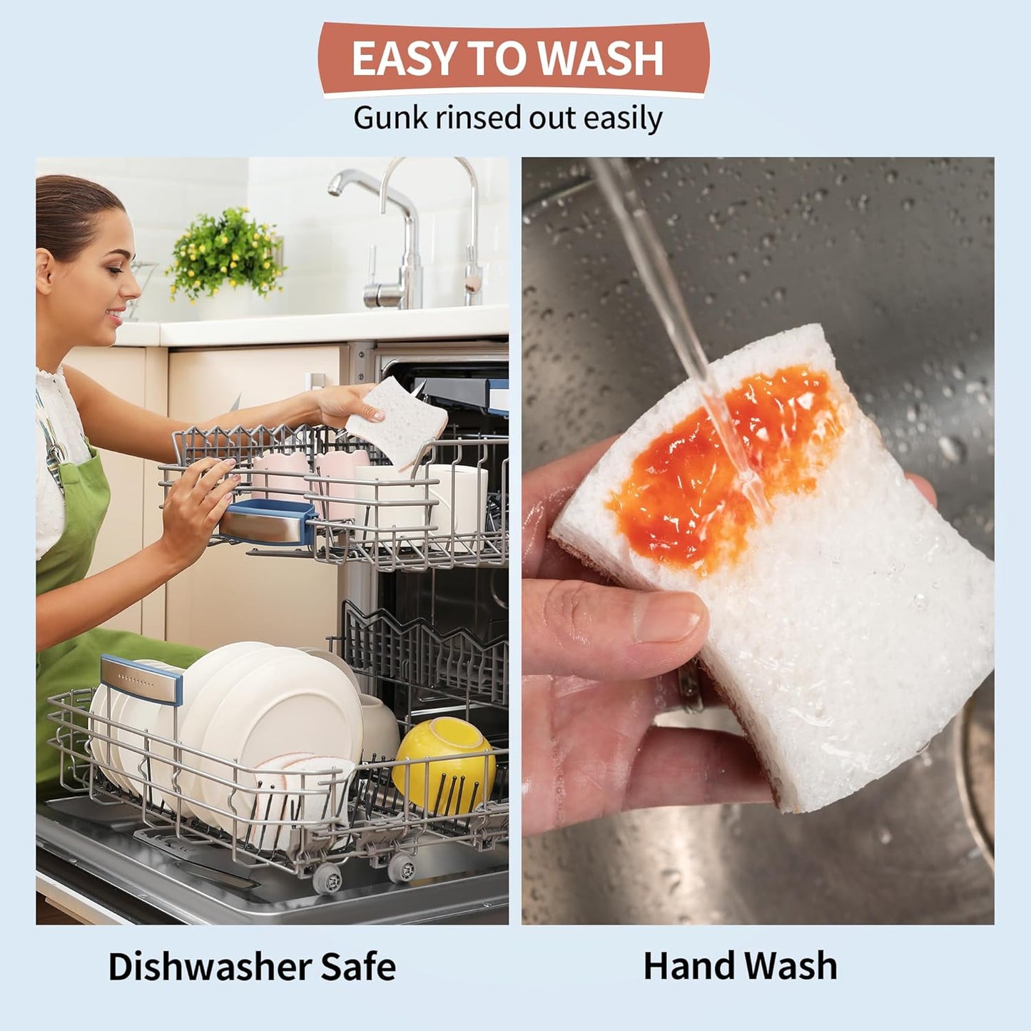 HOMERHYME Natural Dish Sponge 24 Pack, Non-Scratch Scrub Sponge, Eco Multipurpose Kitchen Sisal