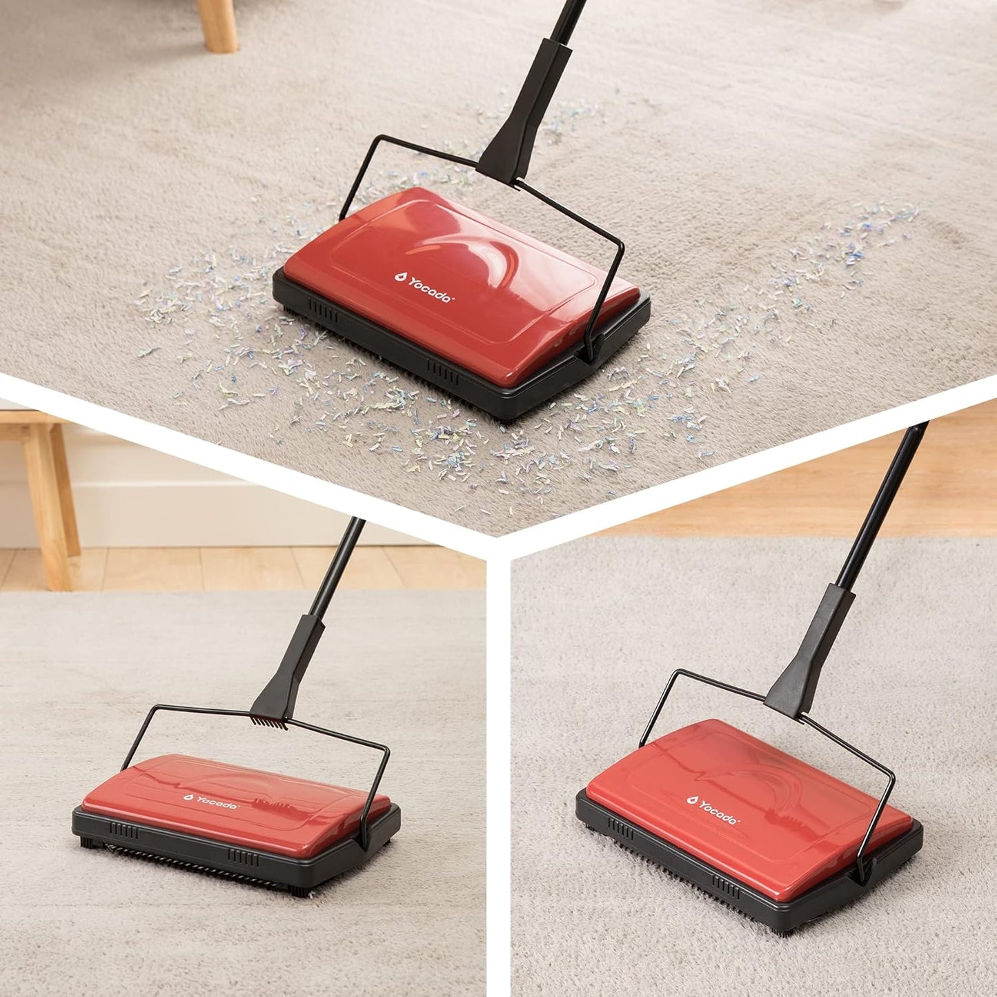 Yocada Carpet Sweeper Cleaner for Home Office Low Carpets Rugs Undercoat Carpets Pet Hair Dust
