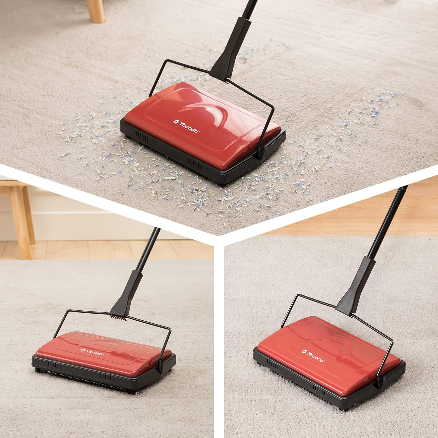Yocada Carpet Sweeper Cleaner for Home Office Low Carpets Rugs Undercoat Carpets Pet Hair Dust