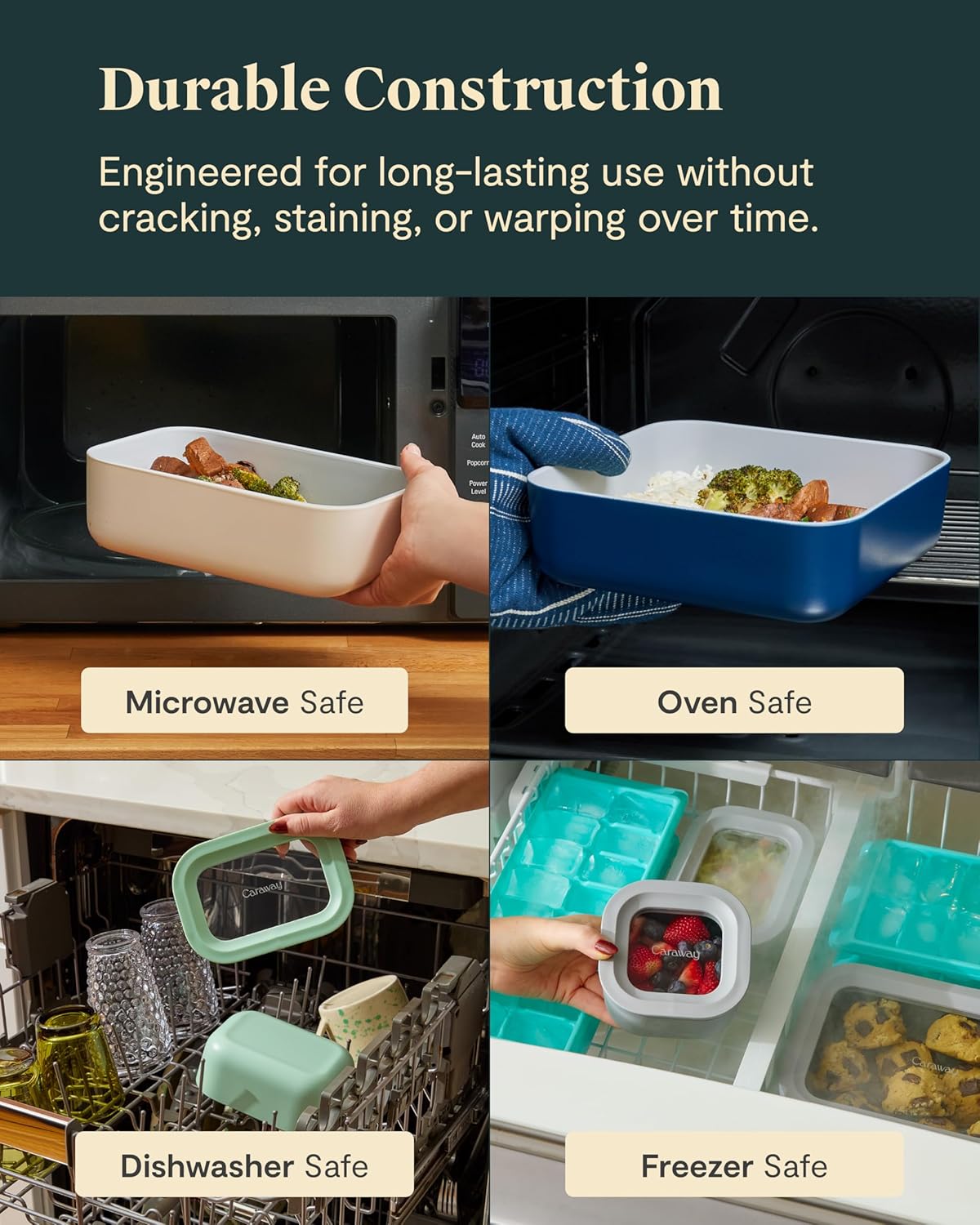 Caraway 25pc Glass Food Storage Set - Storage Containers for Food - Non-Toxic Ceramic-Coated Glass