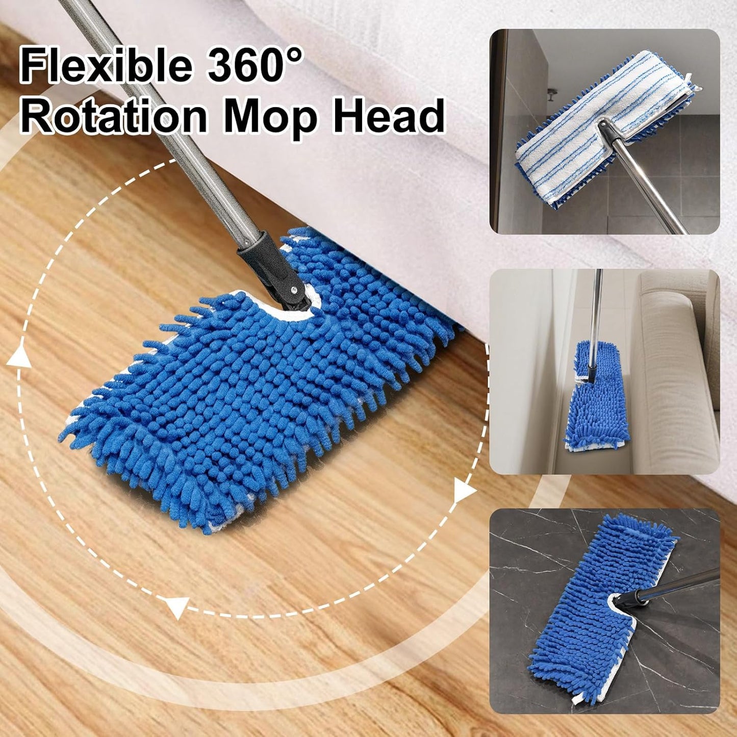 Microfiber Dust Mop for Hardwood Floors, Flat Mops for Floor Cleaning, Double-Sided Flip Mops with