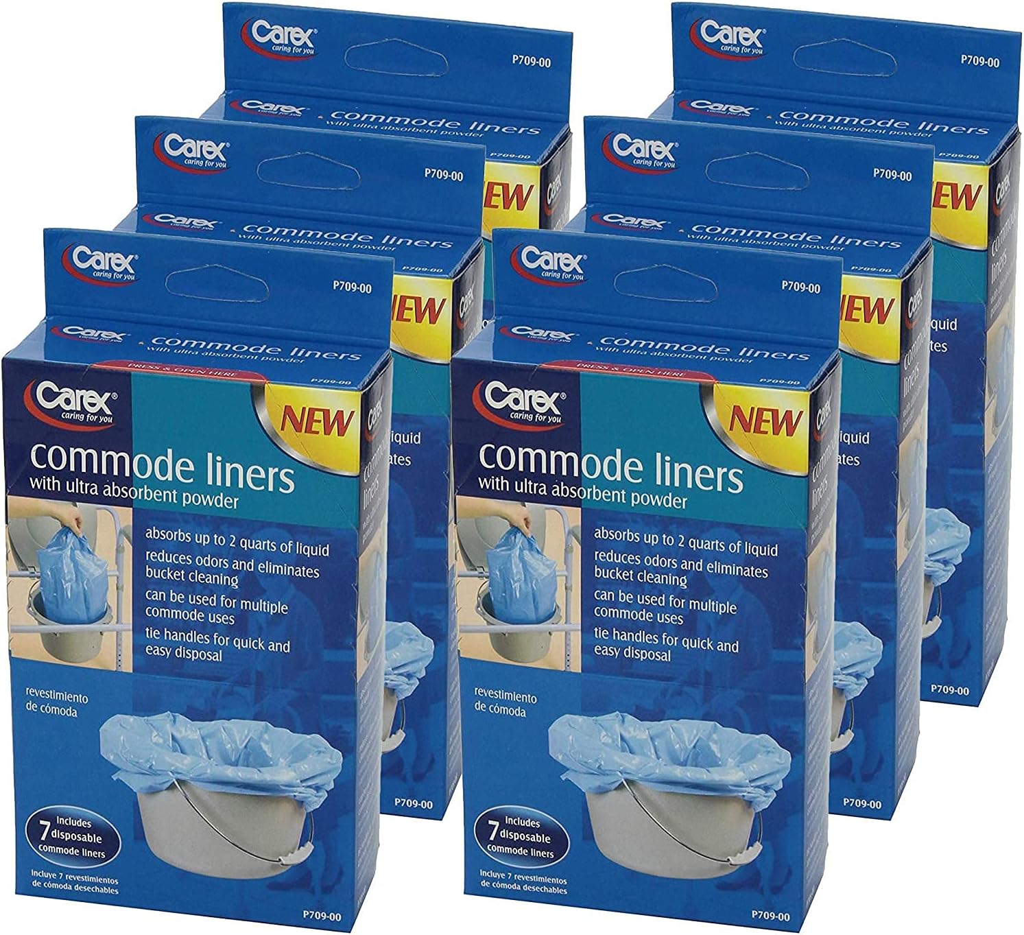 Carex Commode Liners, Toilet Seat Cover, Fits Most Commodes, Toilet Liners and Paper Cover with