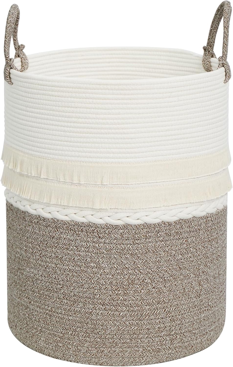 danpinera 79 L Large Laundry Basket, Tall Woven Cotton Storage Hamper with Handles, Dirty Clothes