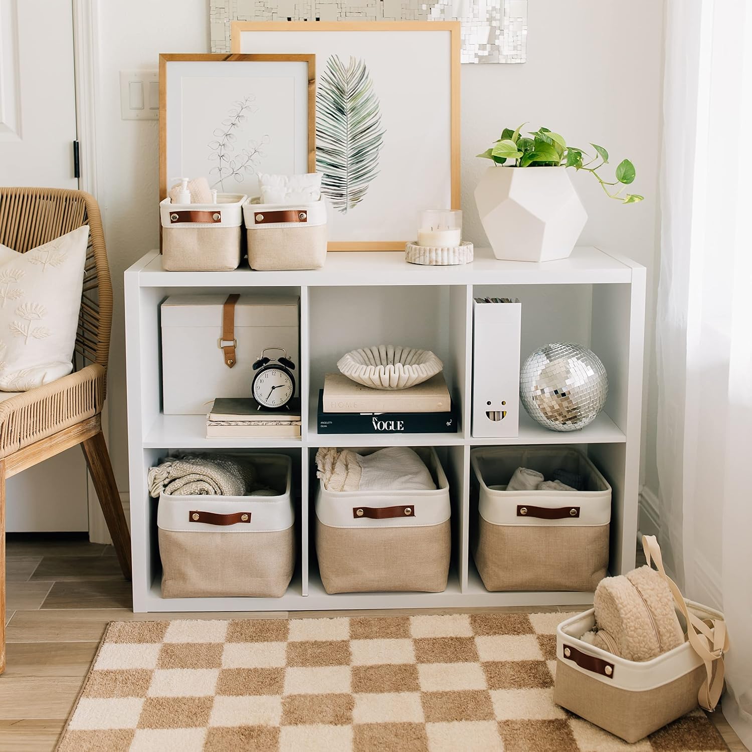 OrganiHaus Large Fabric Storage Baskets for Shelves 3 Pack, 15x11in Closet Storage Bins for