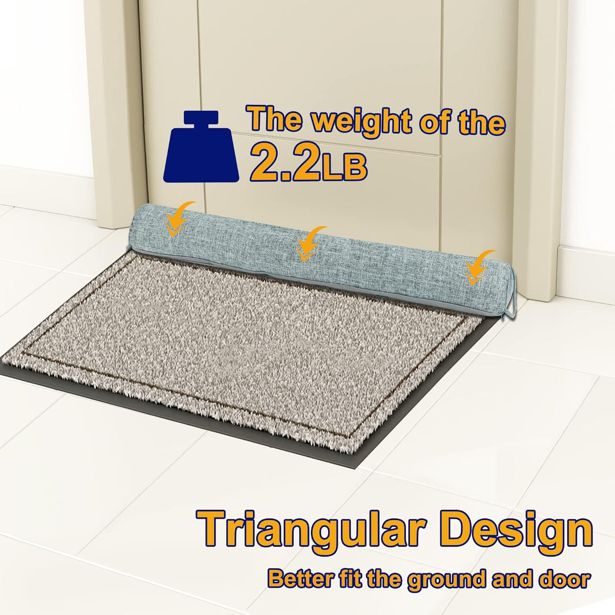 NABOWAN 32" Weighted Under Door Draft Stopper -Triangular Door Draft Blocker with Hook Loops for