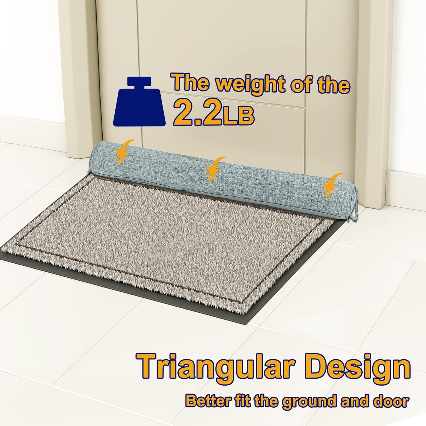 NABOWAN Weighted Door Draft Stopper - Triangular Gap Filler Blocks Bottom Up to 3”, Under Door
