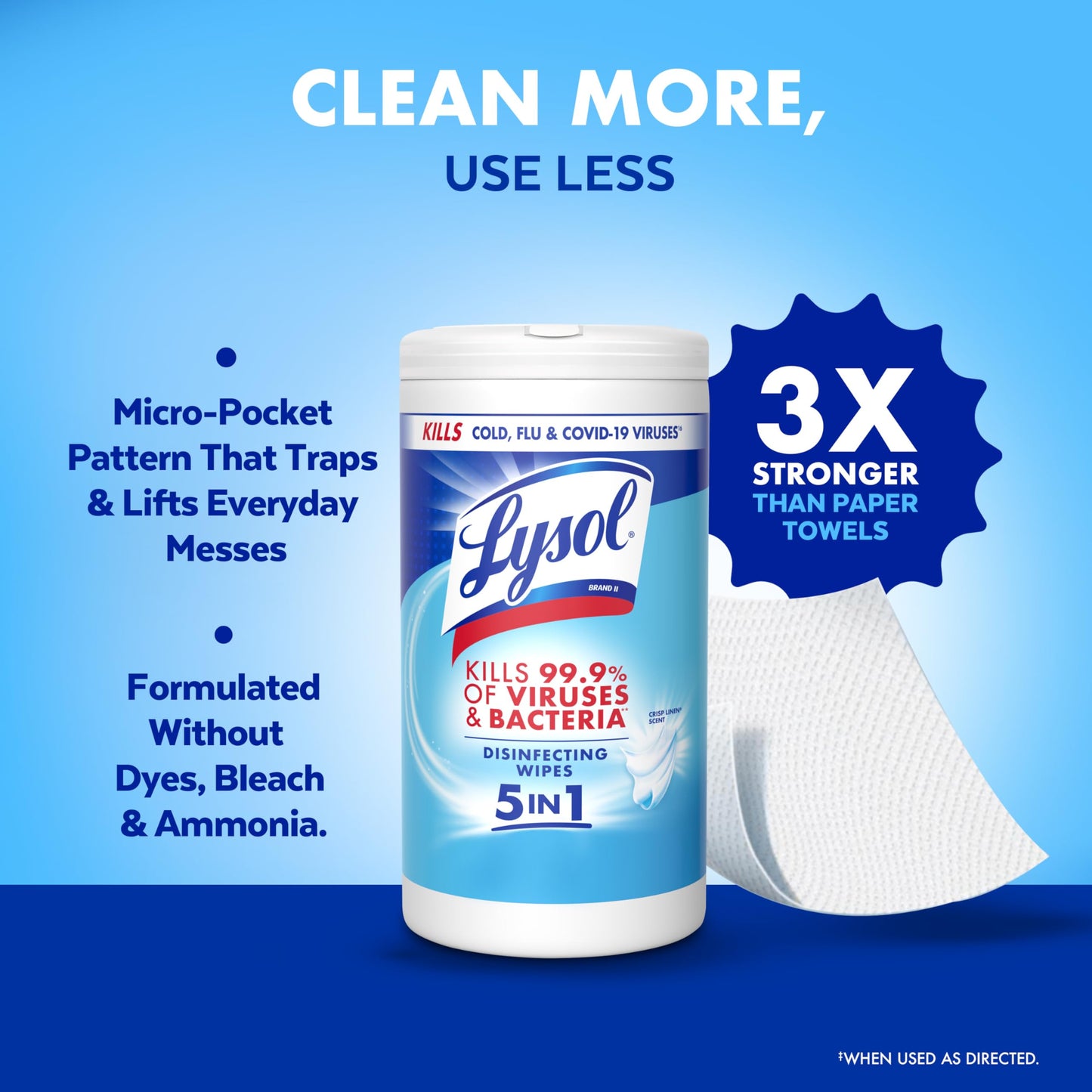 Lysol Disinfecting Wipes, Multi-Surface Cleaner, Crisp Linen, 80 ct.