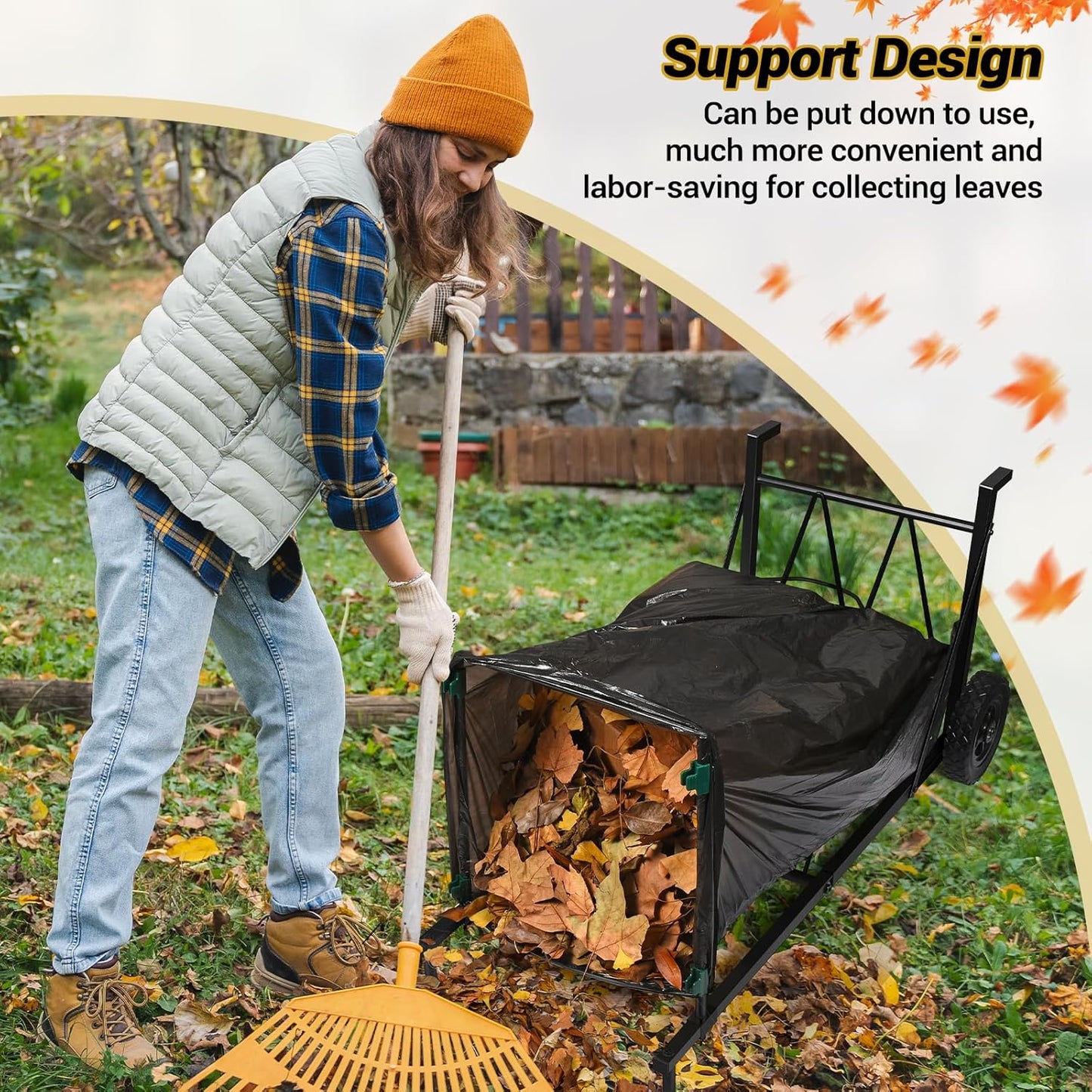 CAROD Trash Bag Holder, Adjustable Metal Leaf Bag Holder from 30-45 Gallon Capacity, Mobile Garbage