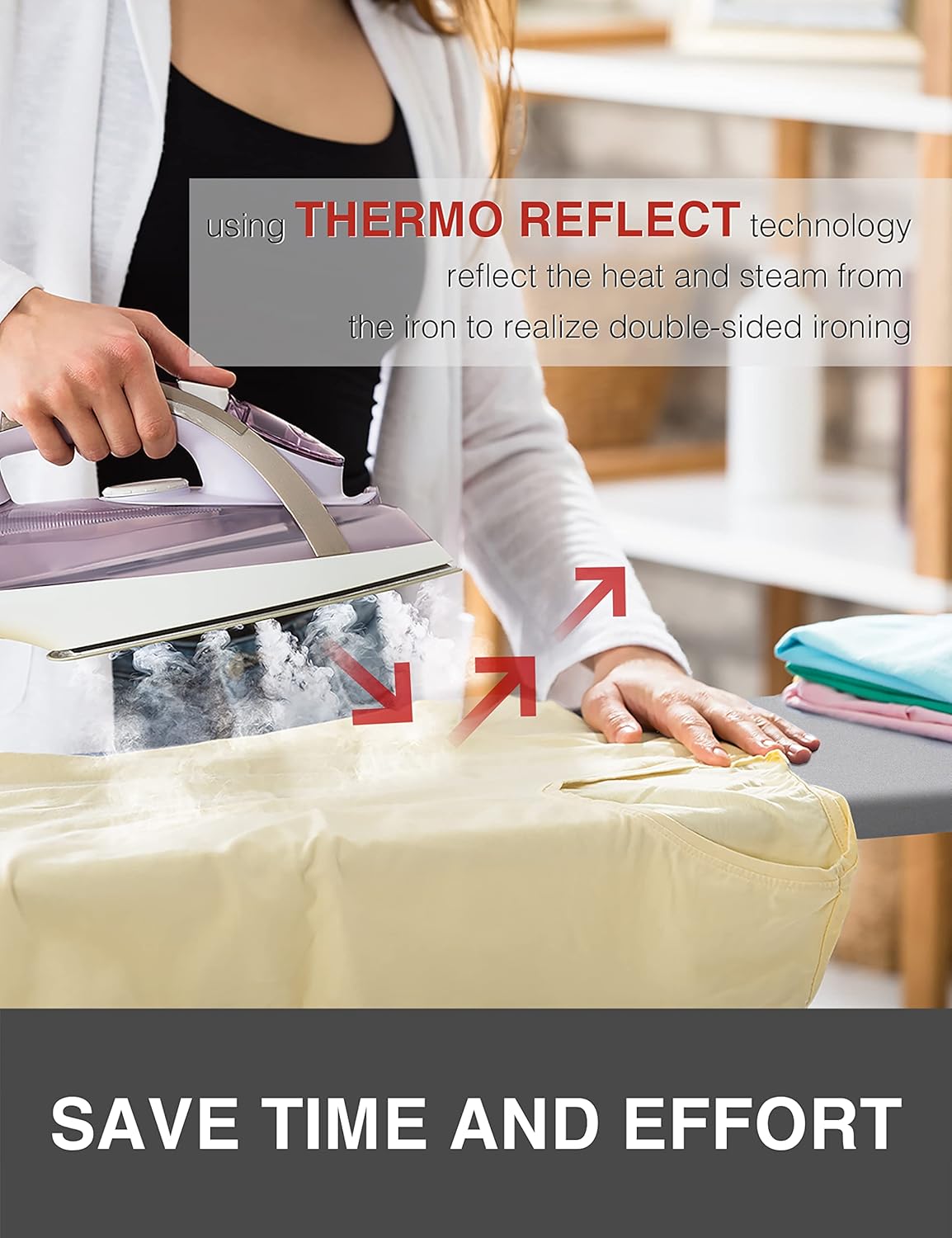 Extra Thick Ironing Board Cover and Pad, Resist Scorching and Staining, 15x54 Reflective Silicone