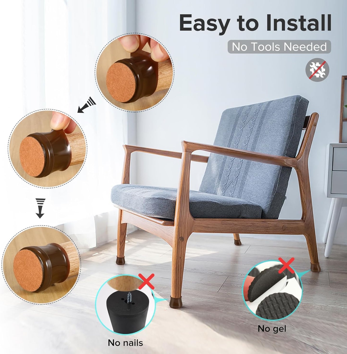 24PCS Upgraded Silicone Chair Leg Floor Protectors for Hardwood Floors, Furniture Sliders for Chair