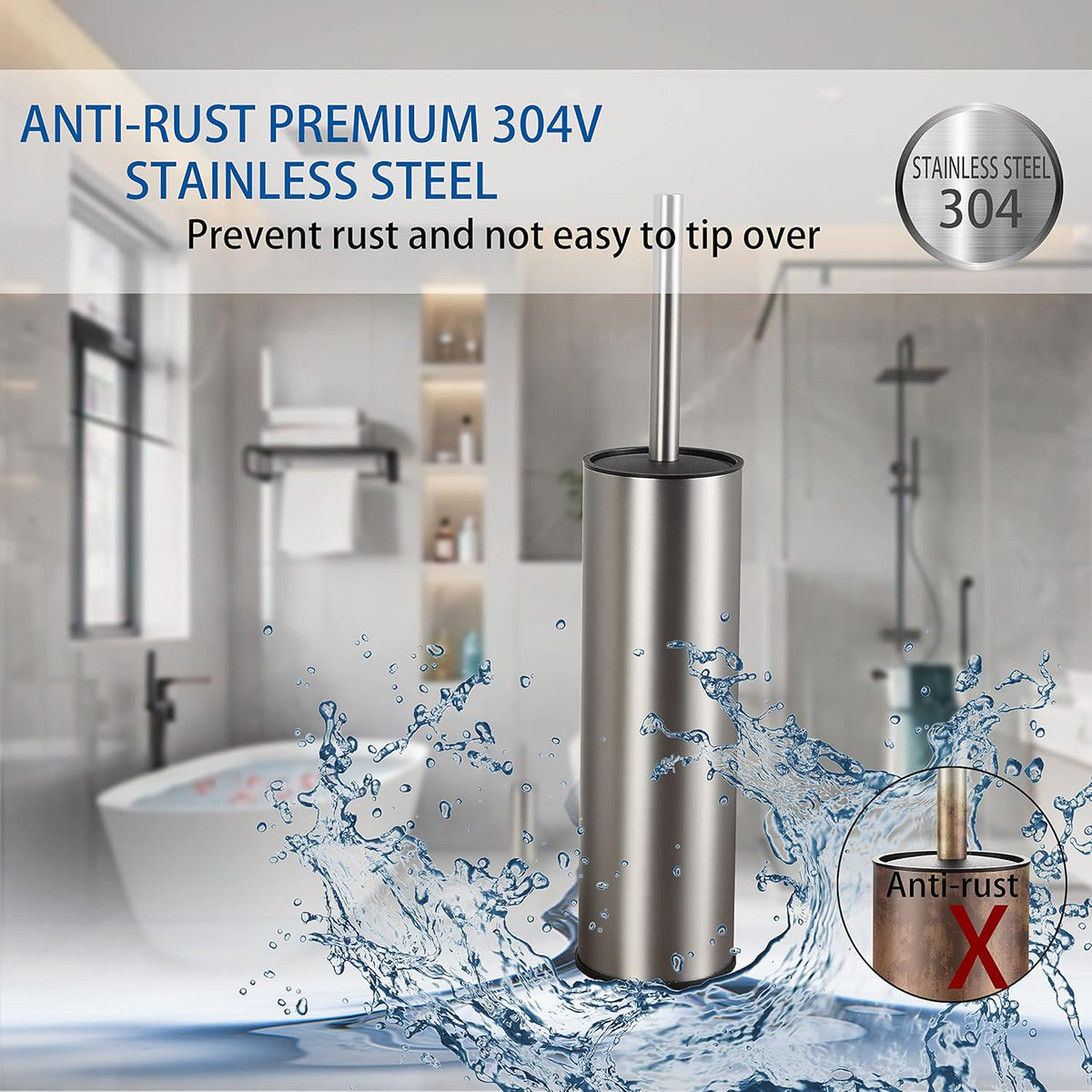 BGL Toilet Brush and Holder,Stainless Steel Toilet Brushes for Bathroom with Holder, Toilet Bowl