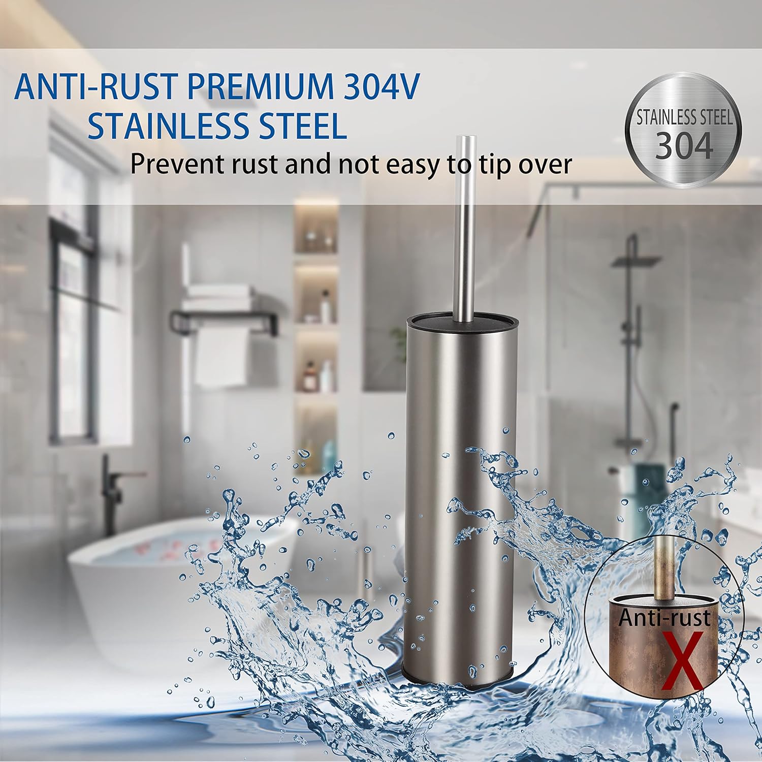 BGL Toilet Brush and Holder,Stainless Steel Toilet Brushes for Bathroom with Holder, Toilet Bowl