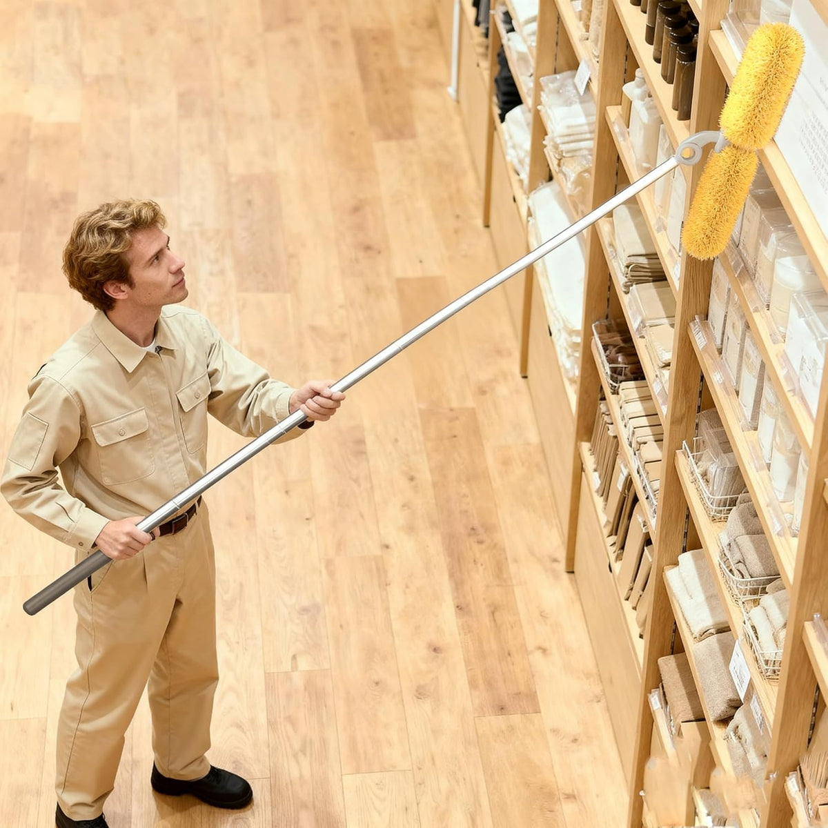Long Handle Duster with 2 Replacement Heads, Washable Cleaning Duster Kit with Laundry Mesh Bag
