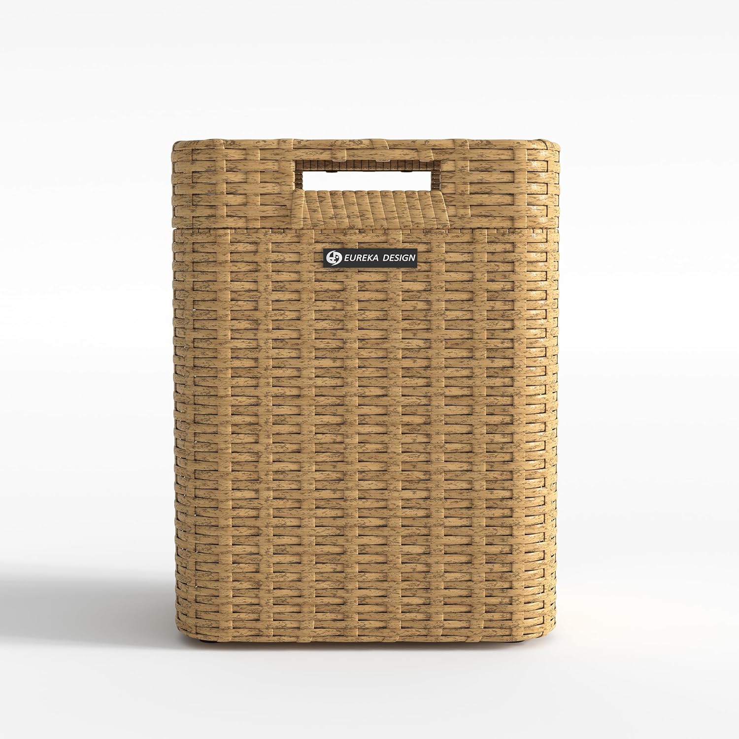 Ypati Handwoven 4 Gallon Rattan Trash Can with Lid, Boho Style Decorative Indoor and Outdoor Trash