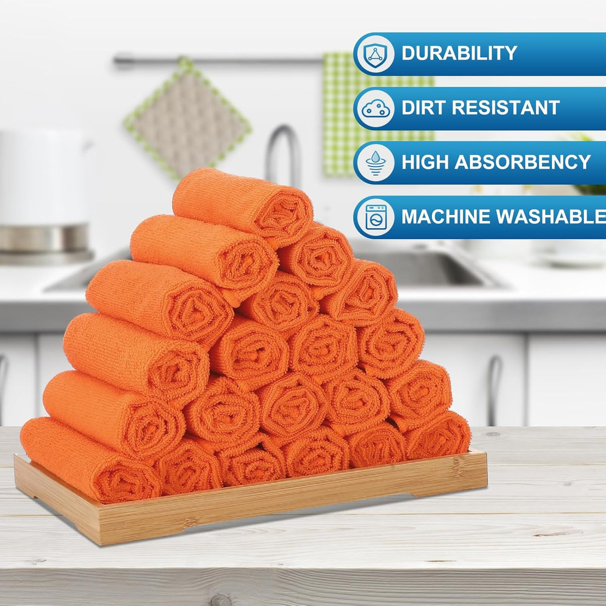 Tenare 100 Pack 12'' x 12'' Microfiber Cleaning Cloths Reusable Cleaning Rags Bulk Microfiber
