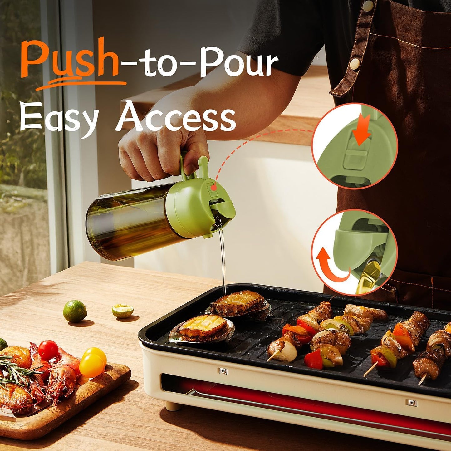 TrendPlain - 16oz Olive Oil Dispenser for Kitchen - 2 in 1 Olive Oil Dispenser and Oil Sprayer