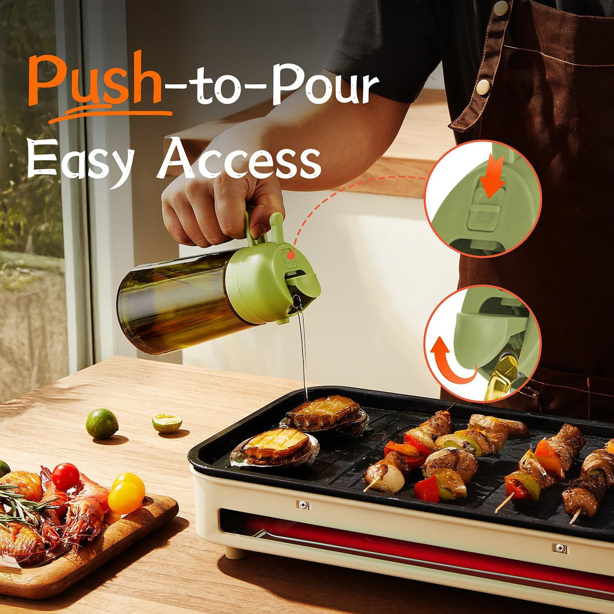 TrendPlain - 16oz Olive Oil Dispenser for Kitchen - 2 in 1 Olive Oil Dispenser and Oil Sprayer