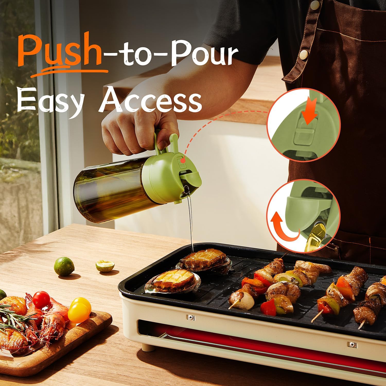 TrendPlain - Original 16oz/470ml Olive Oil Dispenser Bottle for Kitchen Gadgets and Air Fryer