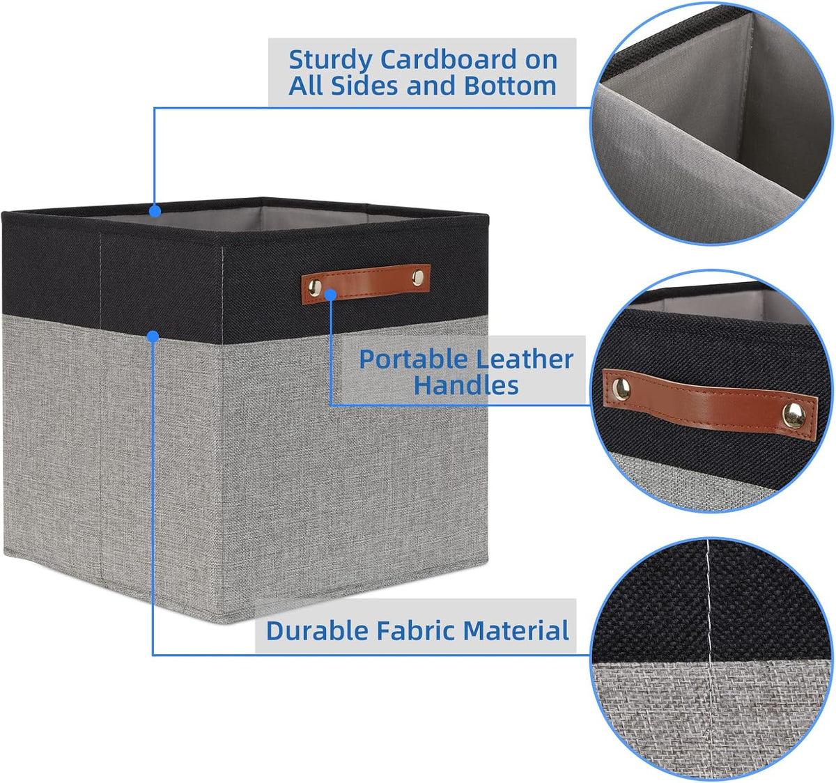 Temary 13 x 13 Storage Cubes Foldable Storage Cubes 4 Pack Canvas Storage Bin for Home, Square