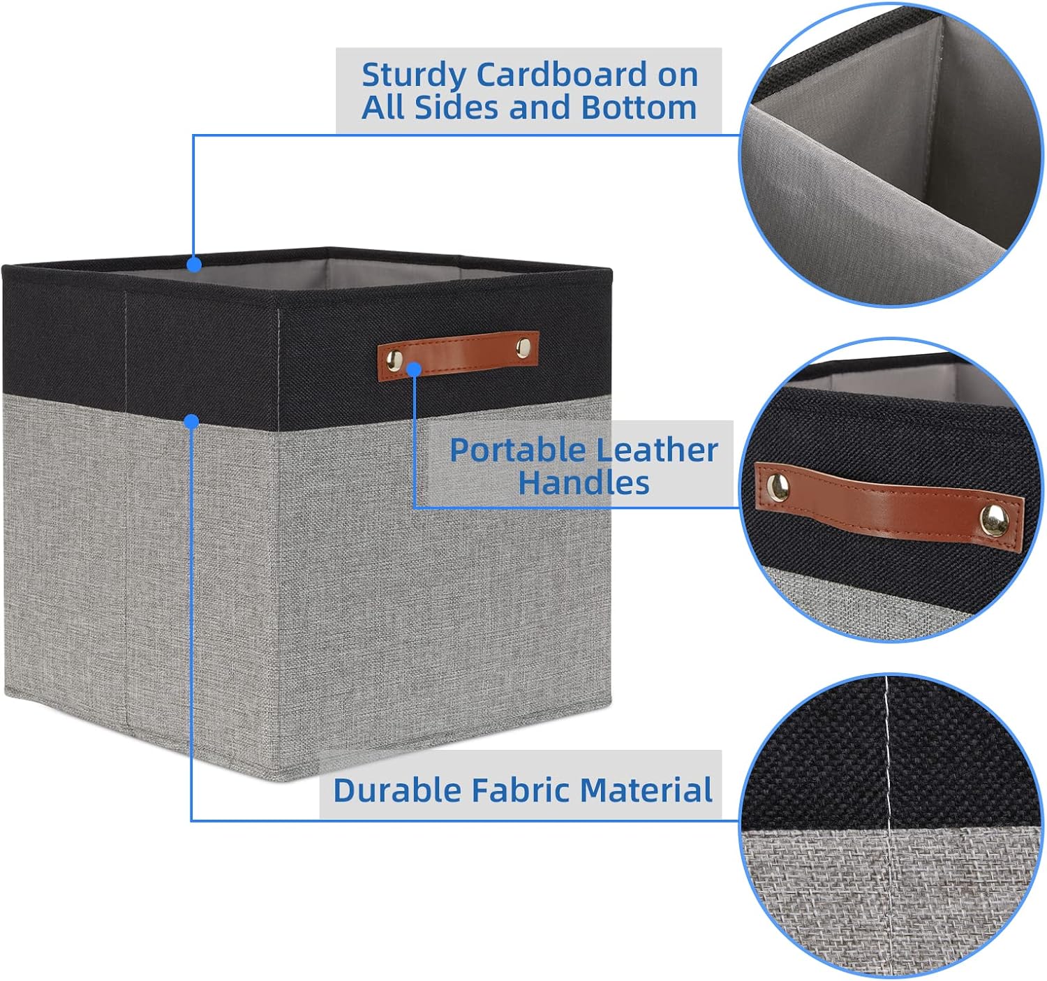 Temary 13 x 13 Storage Cubes Foldable Storage Cubes 4 Pack Canvas Storage Bin for Home, Square