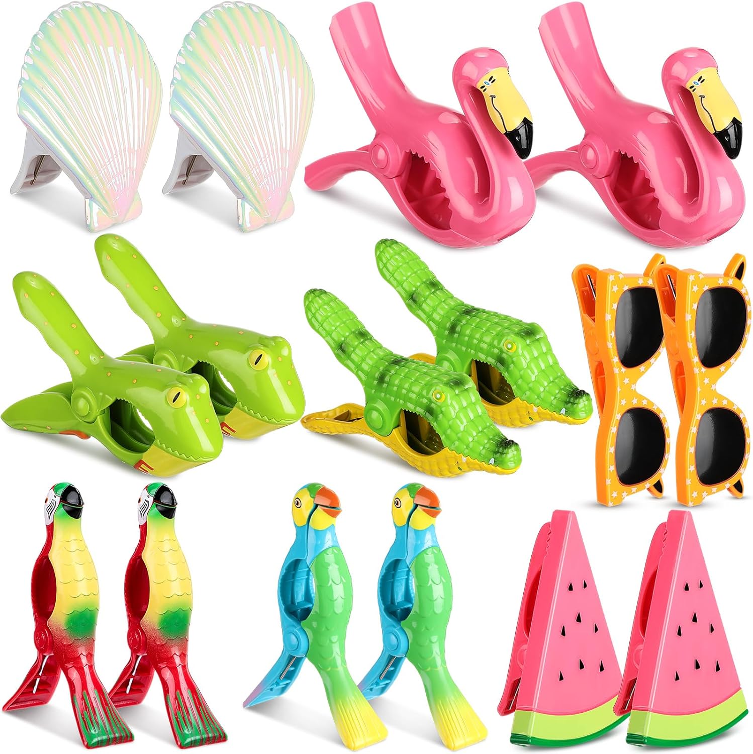 Rtteri 16 Pcs Beach Towel Clips for Beach Chairs Cute Towel Holder Cruise Clothes Pins for Lounge