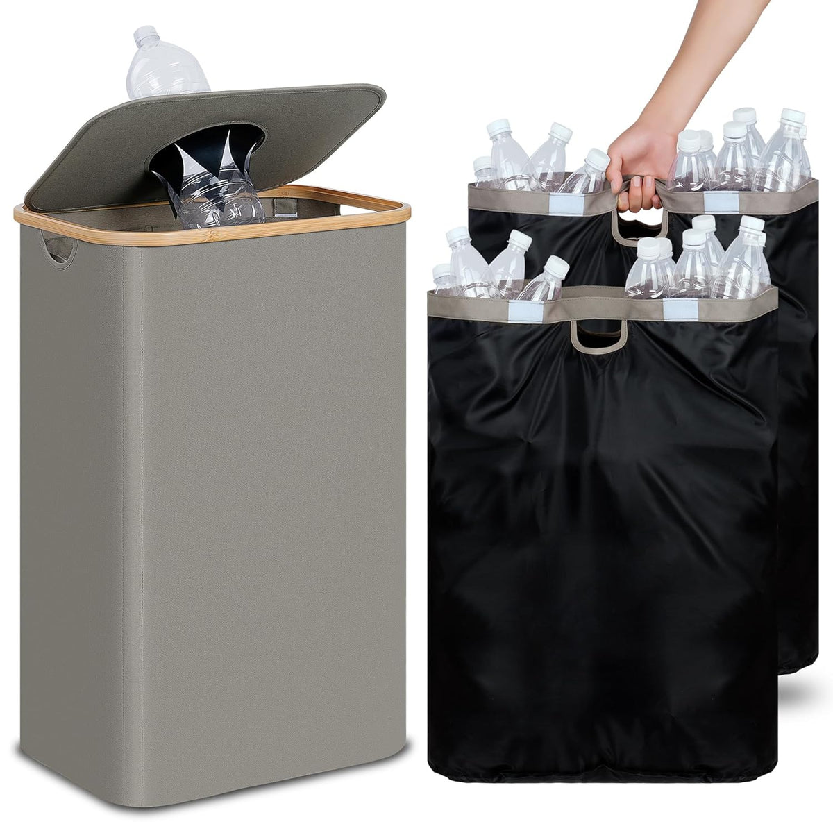 efluky Recycle Bin 26 Gallon, 100L Recycle Bin for Kitchen with 2 Removeable and Reusable Inner