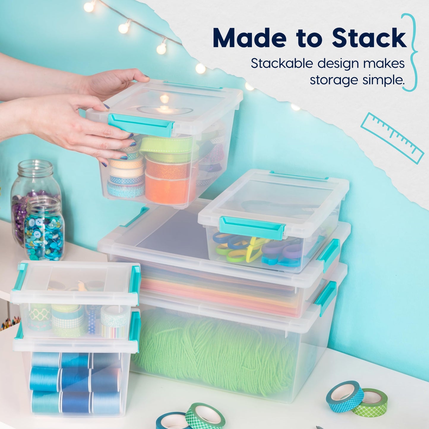 IRIS USA Storage Bins with Lids |Made in USA| 12 Qt - (4-Pack) - Clear
