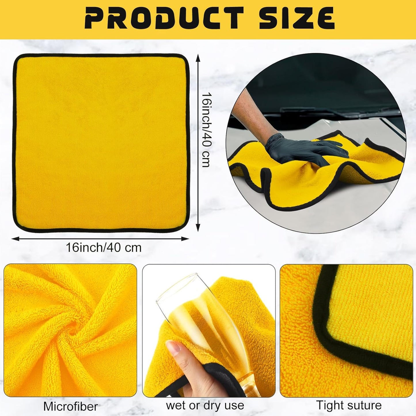 Tallew 50 Pcs Microfiber Towels 16 Inch x 16 Inch Microfiber Cloth Car Drying Towels for Cars