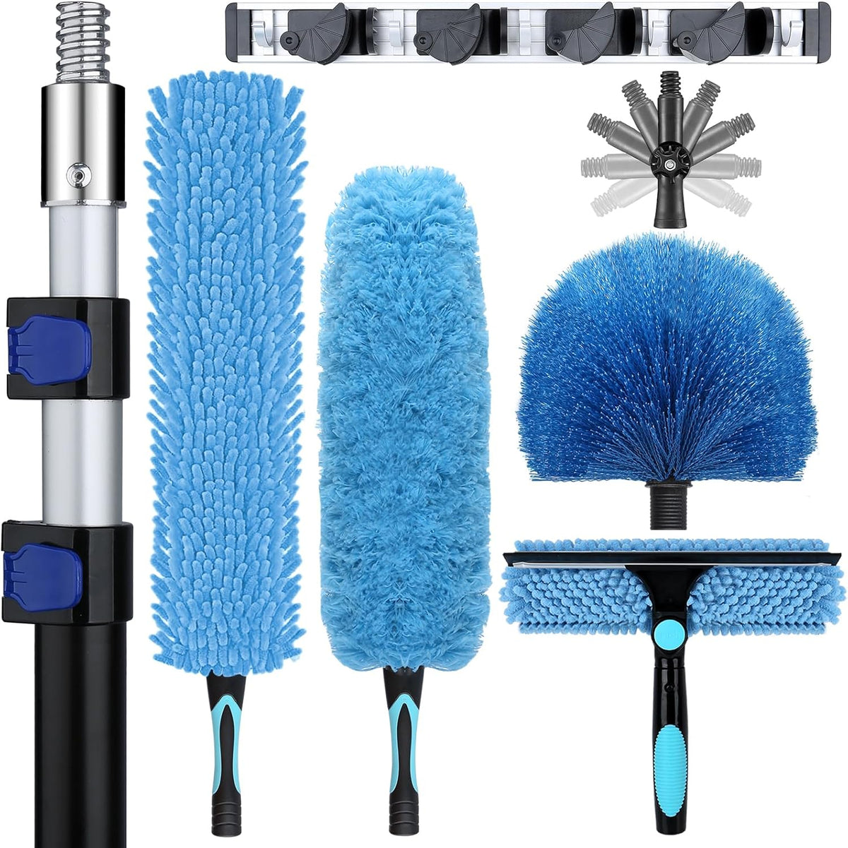 20ft High Ceiling Duster Kits with 5-12ft Heavy Duty Extension Pole - Fan Blade Cleaner, Cobweb